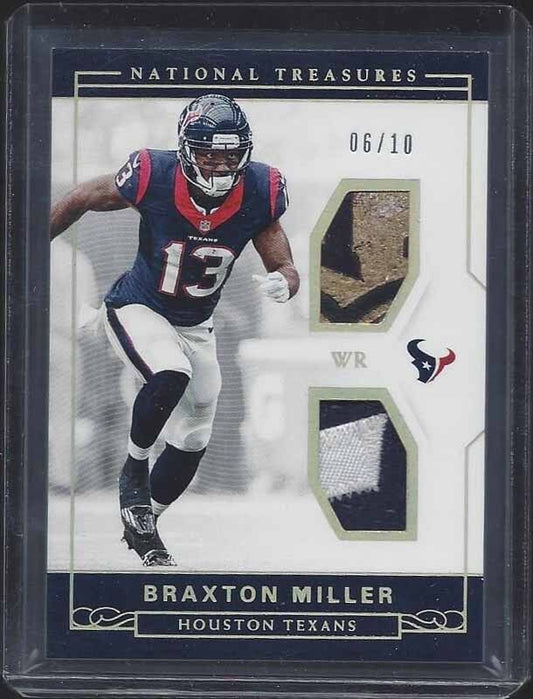 BRAXTON MILLER 2016 NATIONAL TREASURES PLATINUM DUAL BALL +  PATCH RC #D 6/10