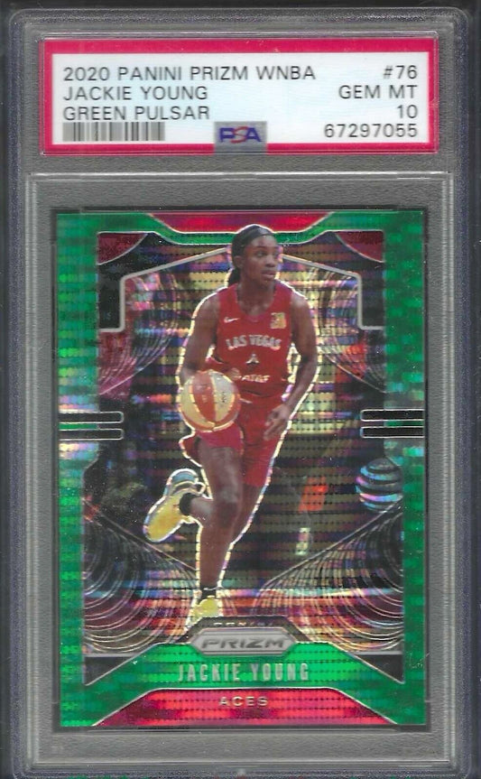 JACKIE YOUNG 2020 PANINI PRIZM WNBA GREEN PULSAR PRIZM /25 PSA 10 GEM MINT POP 5