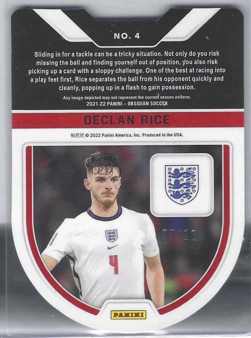 DECLAN RICE 2021-22 PANINI OBSIDIAN TUNNEL VISION WHITE PULSAR ETCH #D 07/11