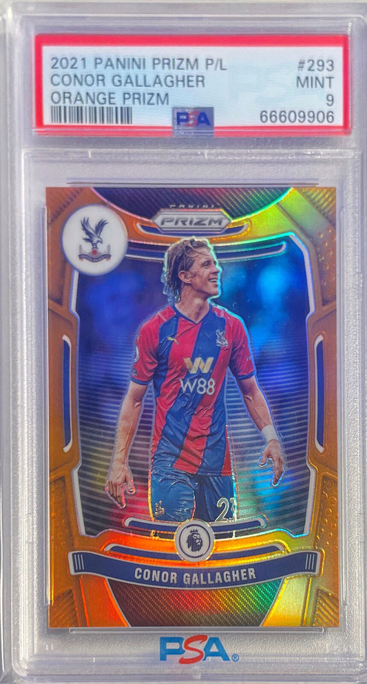 CONOR GALLAGHER 2021-22 PANINI PRIZM EPL ORANGE PRIZM #D 22/25 PSA 9 MINT POP 1