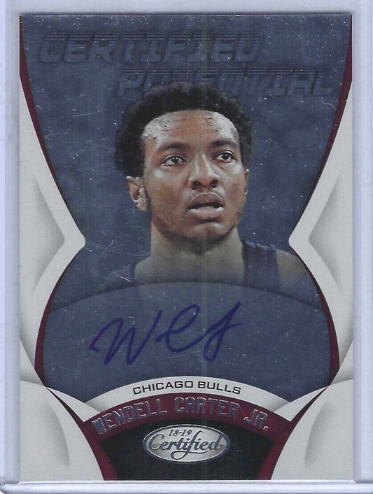 WENDELL CARTER JR 2018-19 PANINI CERTIFIED POTENTIAL ROOKIE AUTO RC #CP-WC