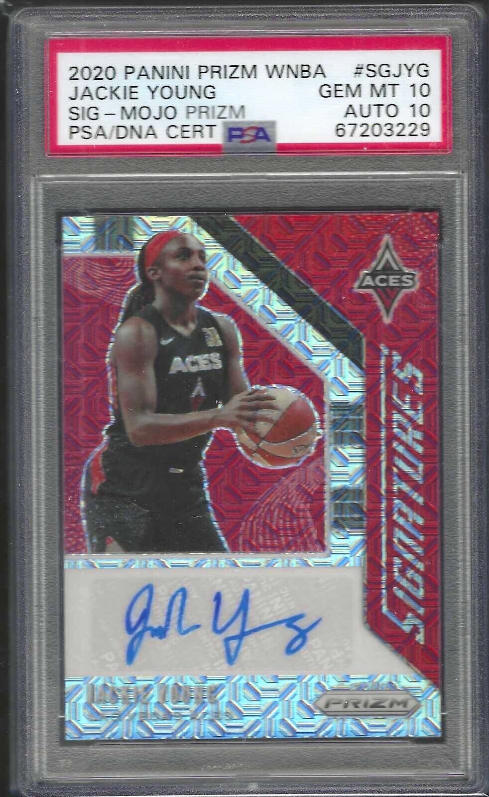 JACKIE YOUNG 2020 PANINI PRIZM WNBA MOJO PRIZM AUTO /25 PSA 10 w/ 10 AU POP 1/1