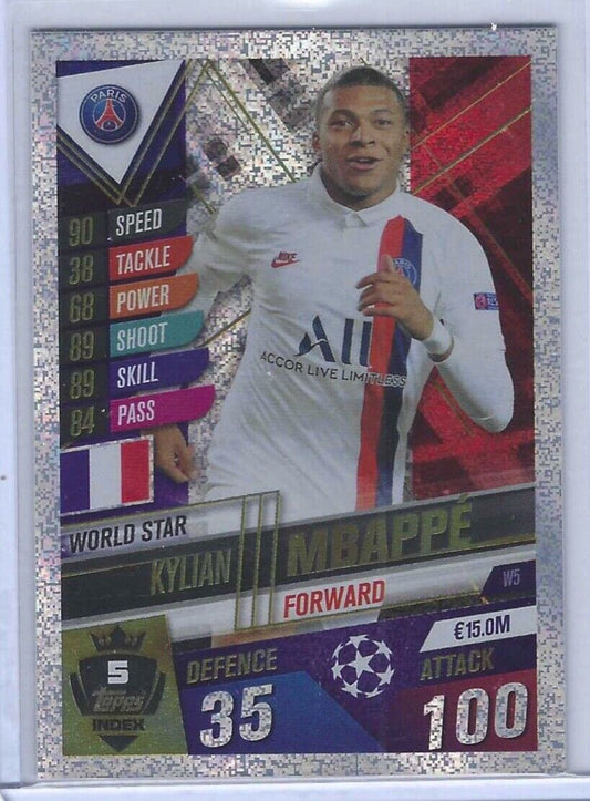 KYLIAN MBAPPE 2021-22 TOPPS MATCH ATTAX SPECKLE WORLD STAR SILVER #W5