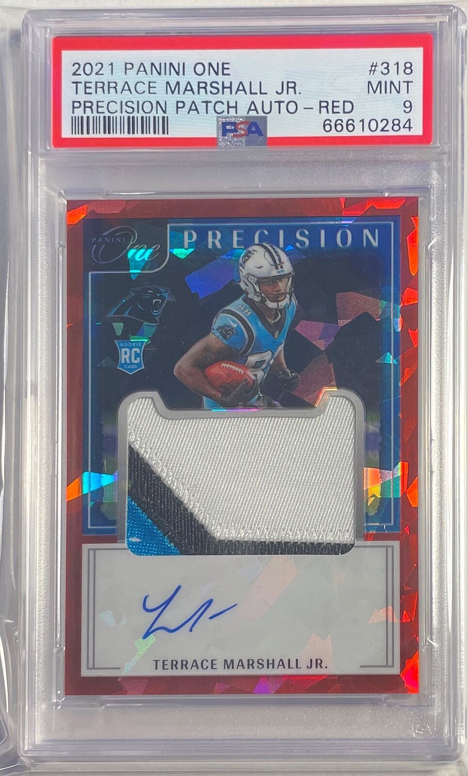 TERRACE MARSHALL 2021 PANINI ONE PRECISION RED PATCH AUTO RC /25 PSA 9 POP 1/1