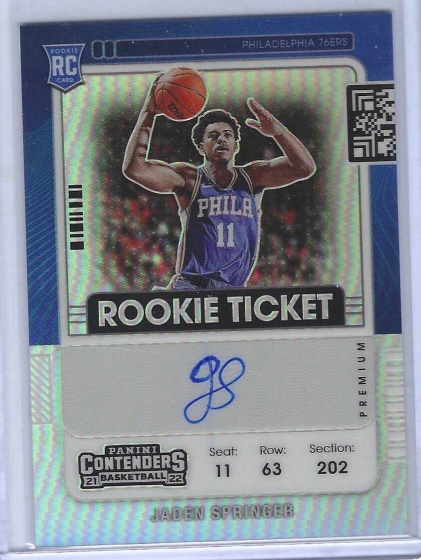 JADEN SPRINGER 2021-22 PANINI CONTENDERS PREMIUM PRIZM VARIATION AUTO RC #128