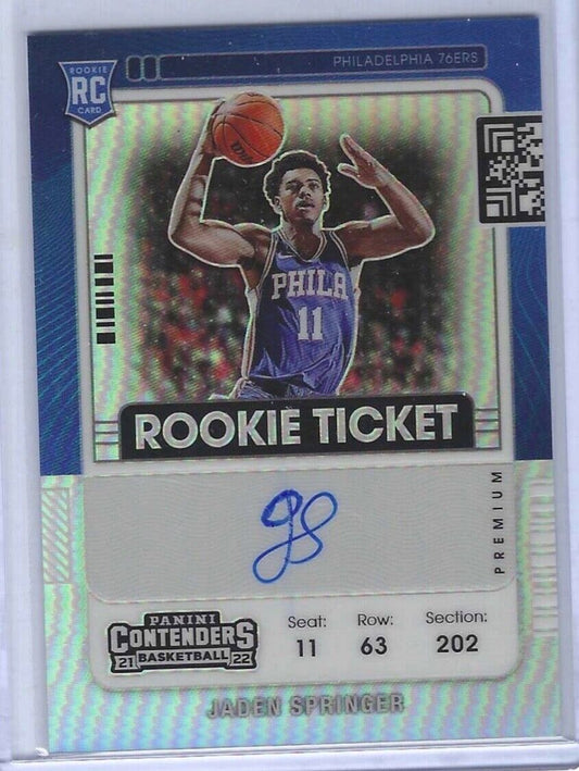 JADEN SPRINGER 2021-22 PANINI CONTENDERS PREMIUM PRIZM VARIATION AUTO RC #128