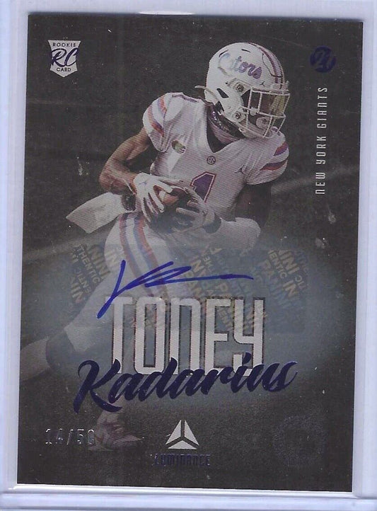 KADARIUS TONEY 2021 PANINI LUMINANCE BLUE FOIL ROOKIE AUTO RC #D 14/50
