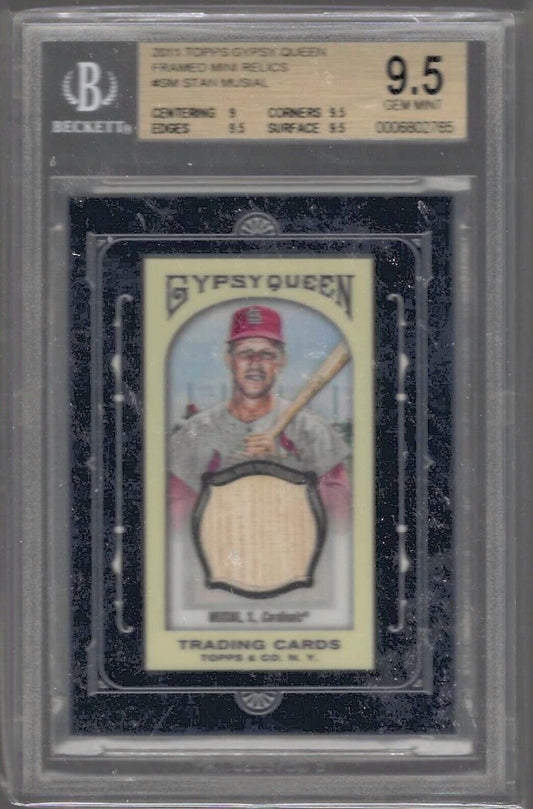 STAN MUSIAL 2011 TOPPS GYPSY QUEEN FRAMED MINI BAT RELIC BGS 9.5 GEM MINT POP 4