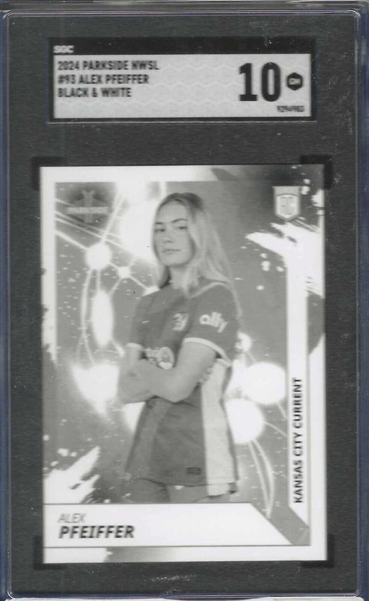 ALEX PFEIFFER 2024 PARKSIDE NWSL BLACK AND WHITE ROOKIE RC #93 SGC 10 GEM MINT