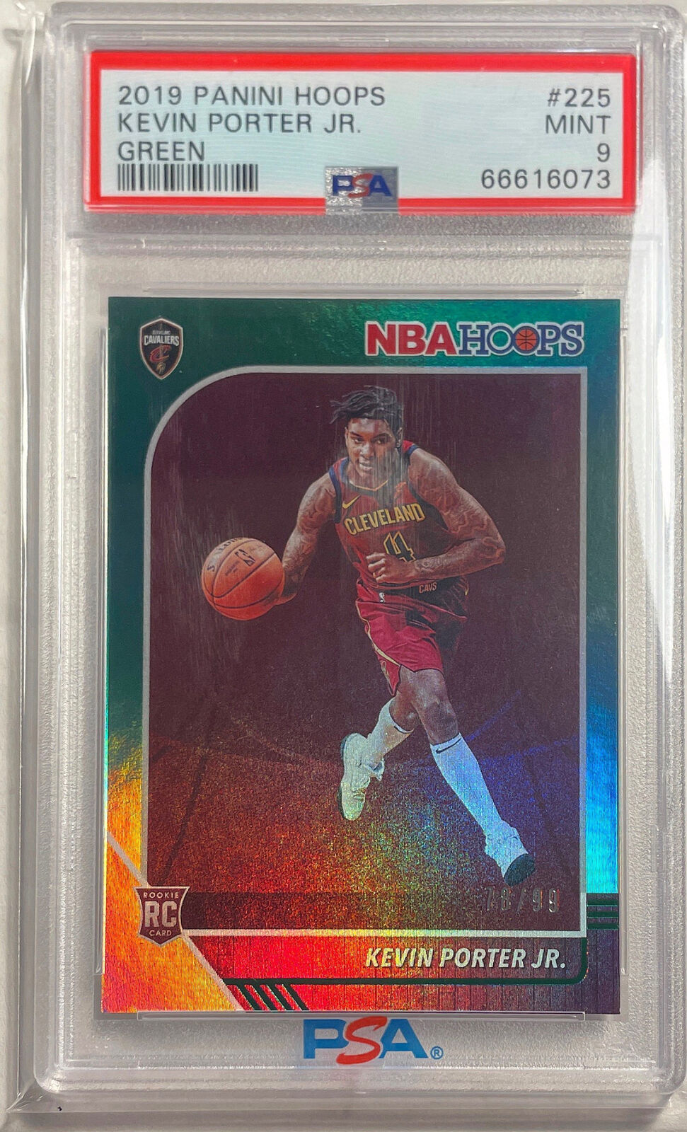 KEVIN PORTER JR. 2019-20 PANINI HOOPS GREEN ROOKIE RC #D 78/99 PSA 9 MINT POP 2