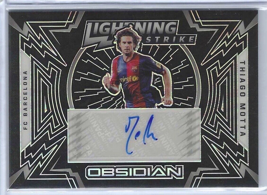 THIAGO MOTTA 2021-22 PANINI OBSIDIAN SILVER ETCH LIGHTNING STRIKE AUTO #D 39/44