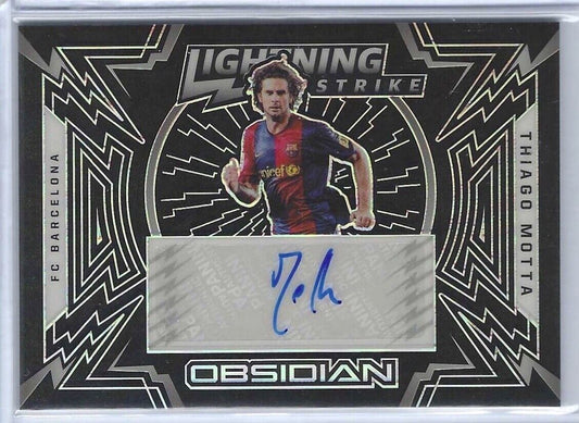 THIAGO MOTTA 2021-22 PANINI OBSIDIAN SILVER ETCH LIGHTNING STRIKE AUTO #D 39/44