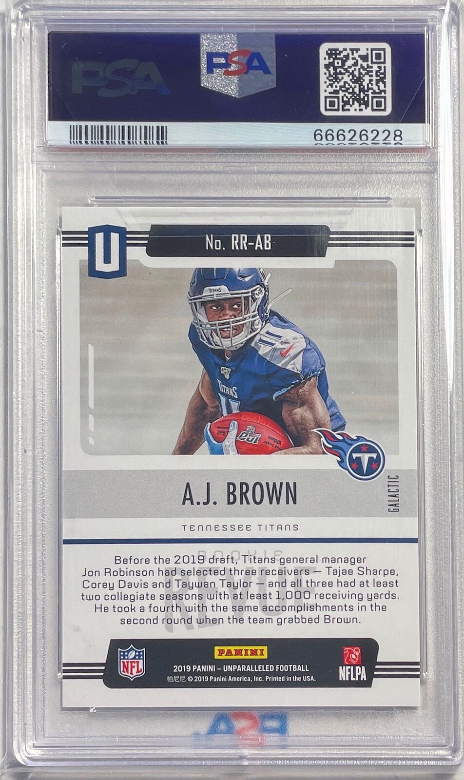A.J. BROWN 2019 UNPARALLELED ROOKIE REVUE GALACTIC RC SSP PSA 10 GEM MINT POP 3