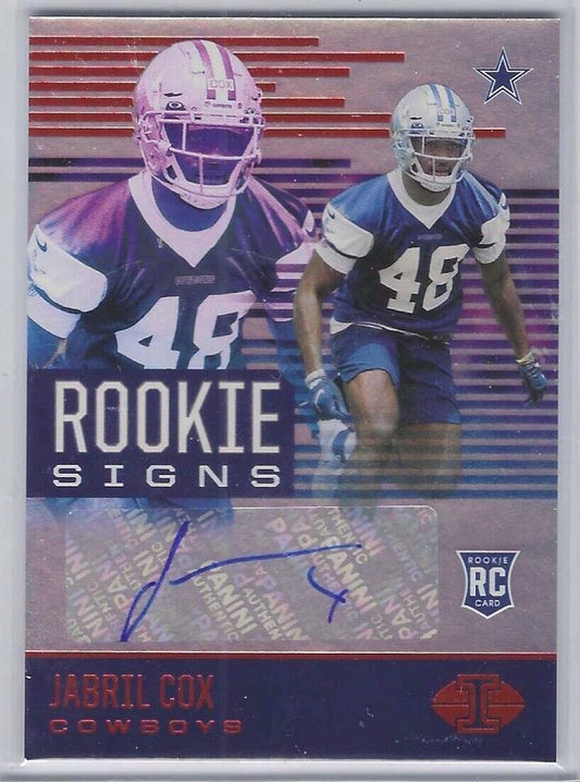 JABRIL COX 2021 PANINI ILLUSIONS ROOKIE SIGNS ORANGE AUTO RC #RS-JB