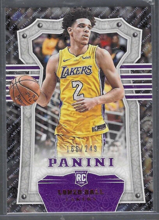 LONZO BALL 2018 PANINI CHRONICLES PANINI ARTIST PROOF RED ROOKIE RC #D 166/249