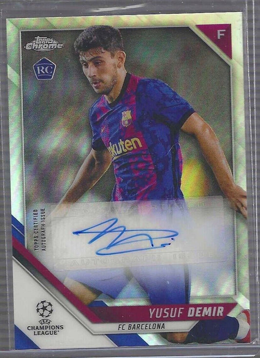 YUSUF DEMIR 2021-22 TOPPS CHROME UEFA SILVER REFRACTOR ROOKIE AUTO RC #CA-YD