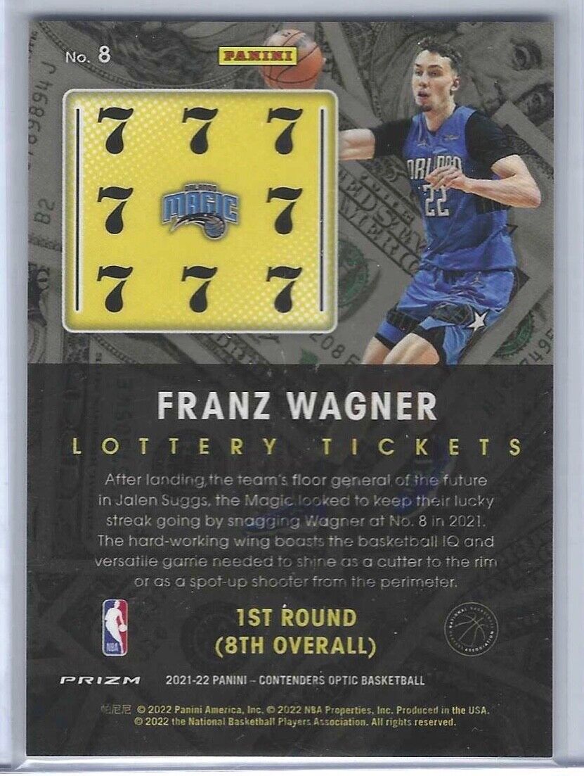 FRANZ WAGNER 2021-22 PANINI OPTIC CONTENDERS LOTTERY TICKETS HOLO ROOKIE RC #8