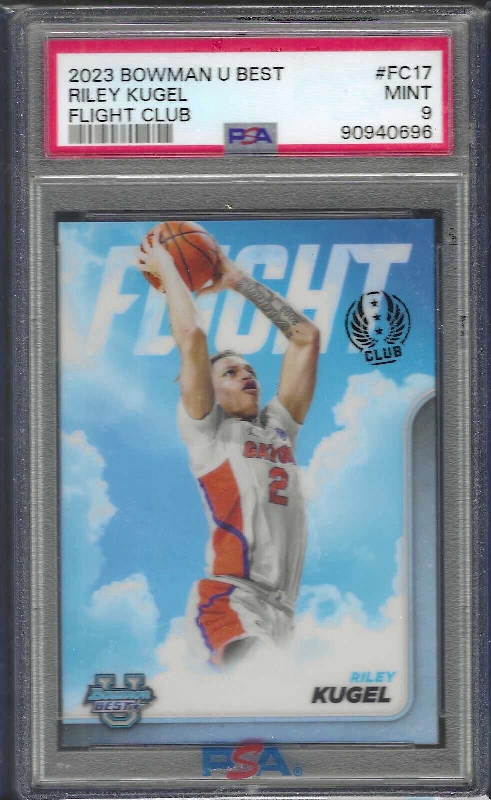RILEY KUGEL 2023 BOWMAN U BEST FLIGHT CLUB CASE HIT REFRACTOR SSP PSA 9 POP 1/1