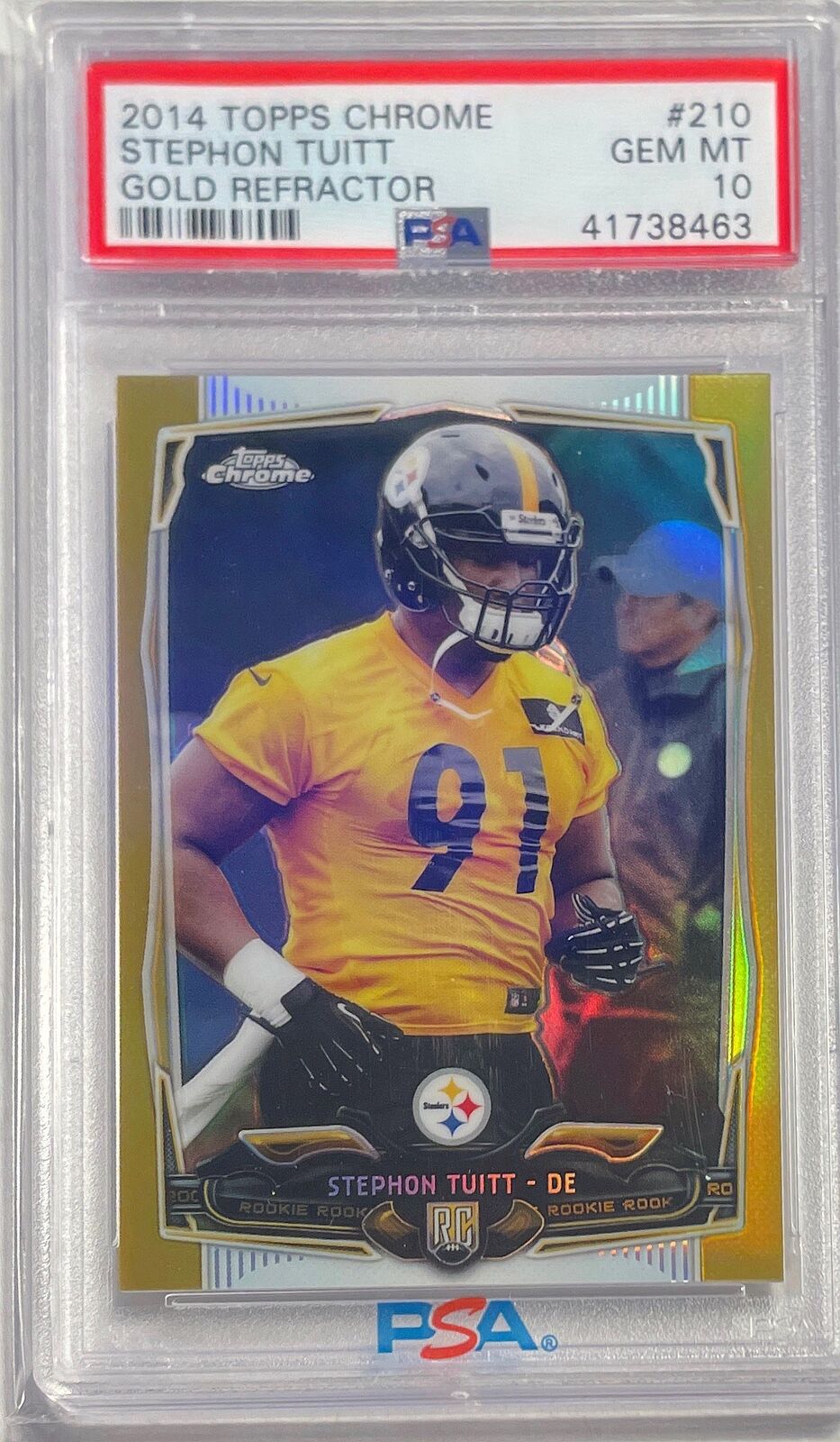 STEPHON TUITT 2014 TOPPS CHROME GOLD REFRACTOR RC #D /50 PSA 10 GEM MINT POP 1/1