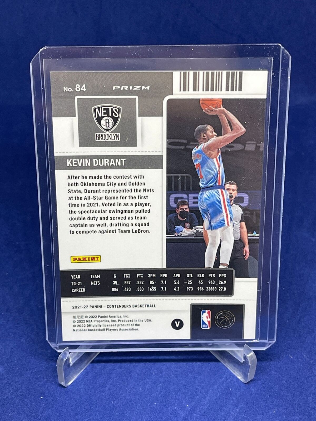 KEVIN DURANT 2021-22 CONTENDERS SP VARIATION SEASON TICKET SILVER PRIZM #84