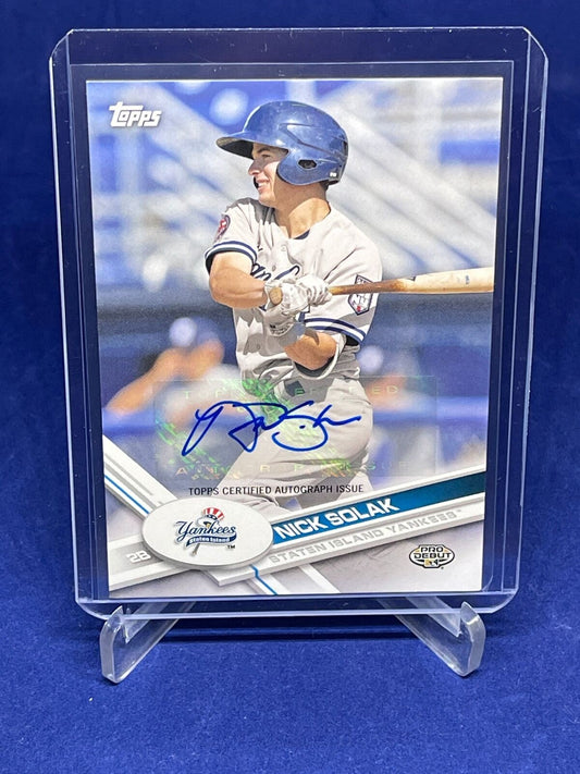 NICK SOLAK 2017 TOPPS PRO DEBUT AUTO PROSPECT #87