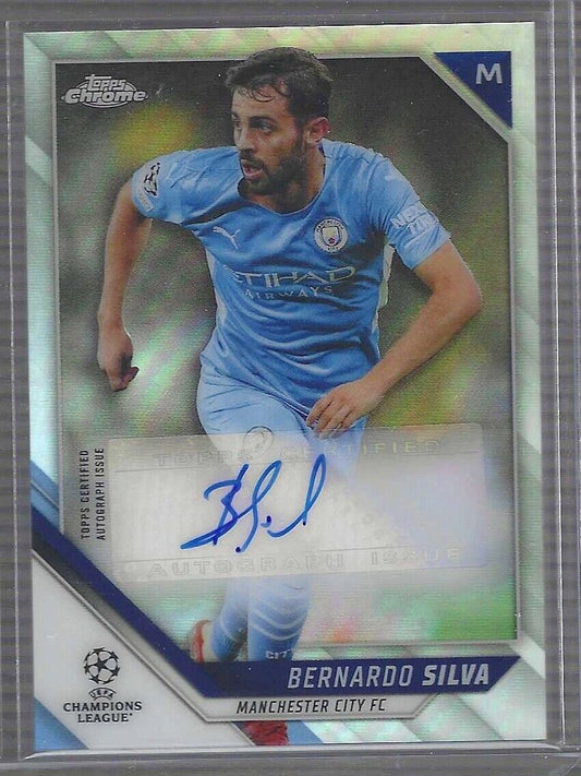 BERNARDO SILVA 2021-22 TOPPS CHROME UEFA SILVER REFRACTOR AUTO #CA-SI
