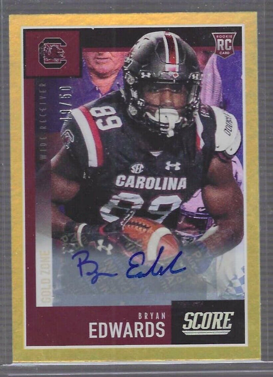 BRYAN EDWARDS 2020 PANINI SCORE GOLD ZONE ROOKIE AUTO RC #D 49/50
