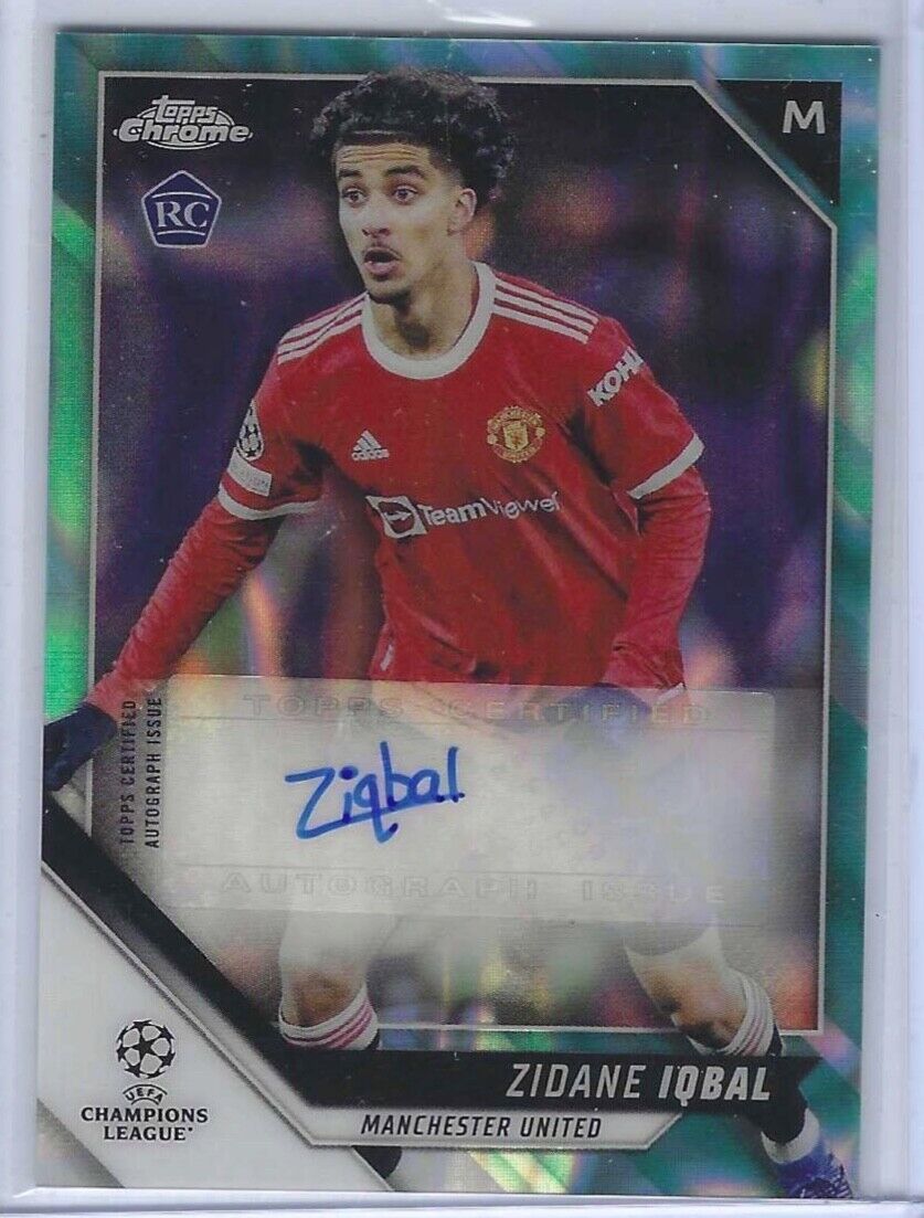 ZIDANE IQBAL 2021-22 TOPPS CHROME UEFA AQUA WAVE REFRACTOR ROOKIE AUTO RC #CA-ZI