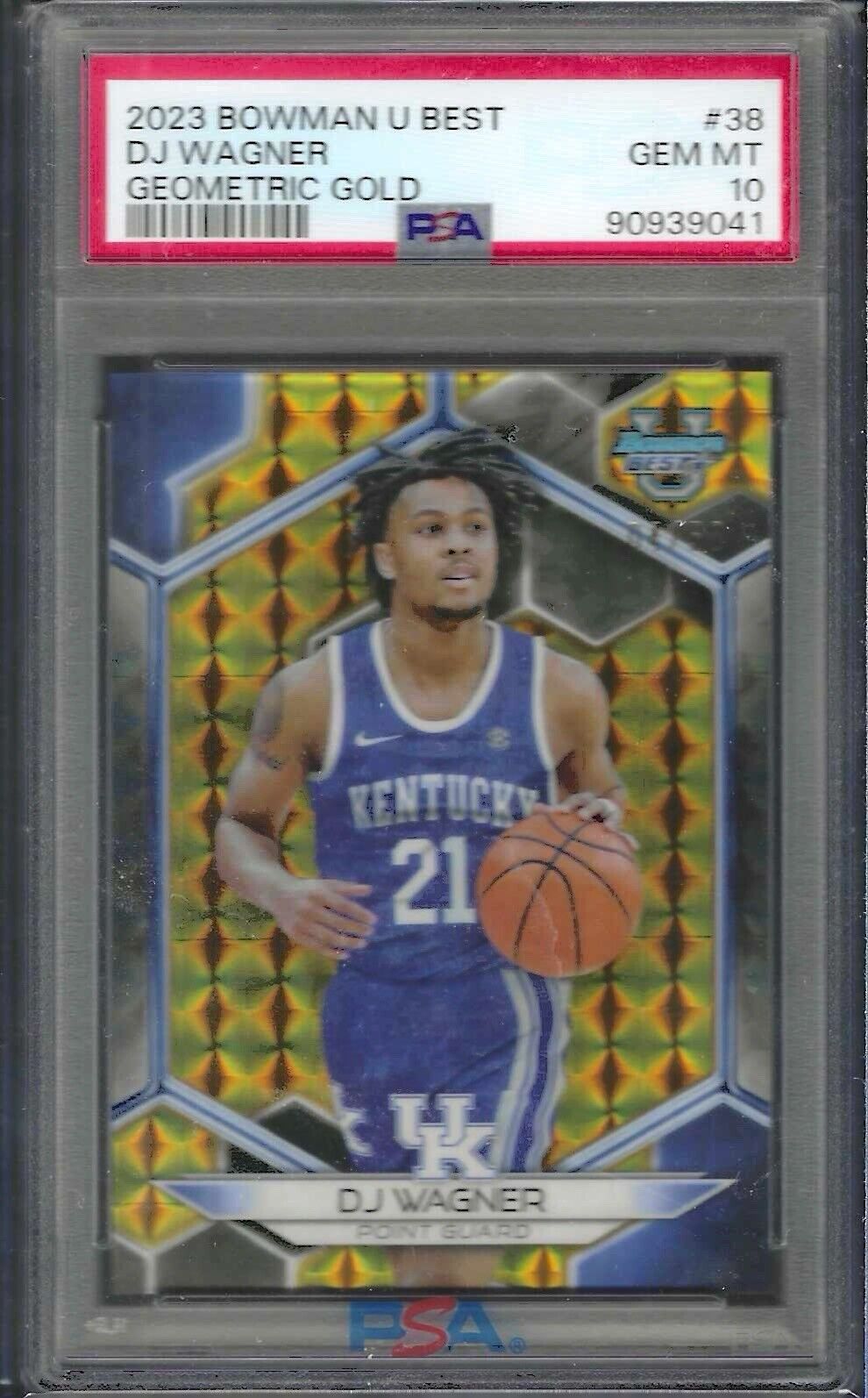 DJ WAGNER 2023 BOWMAN U BEST GEOMETRIC GOLD REFRACTOR /50 PSA 10 GEM MINT POP 2