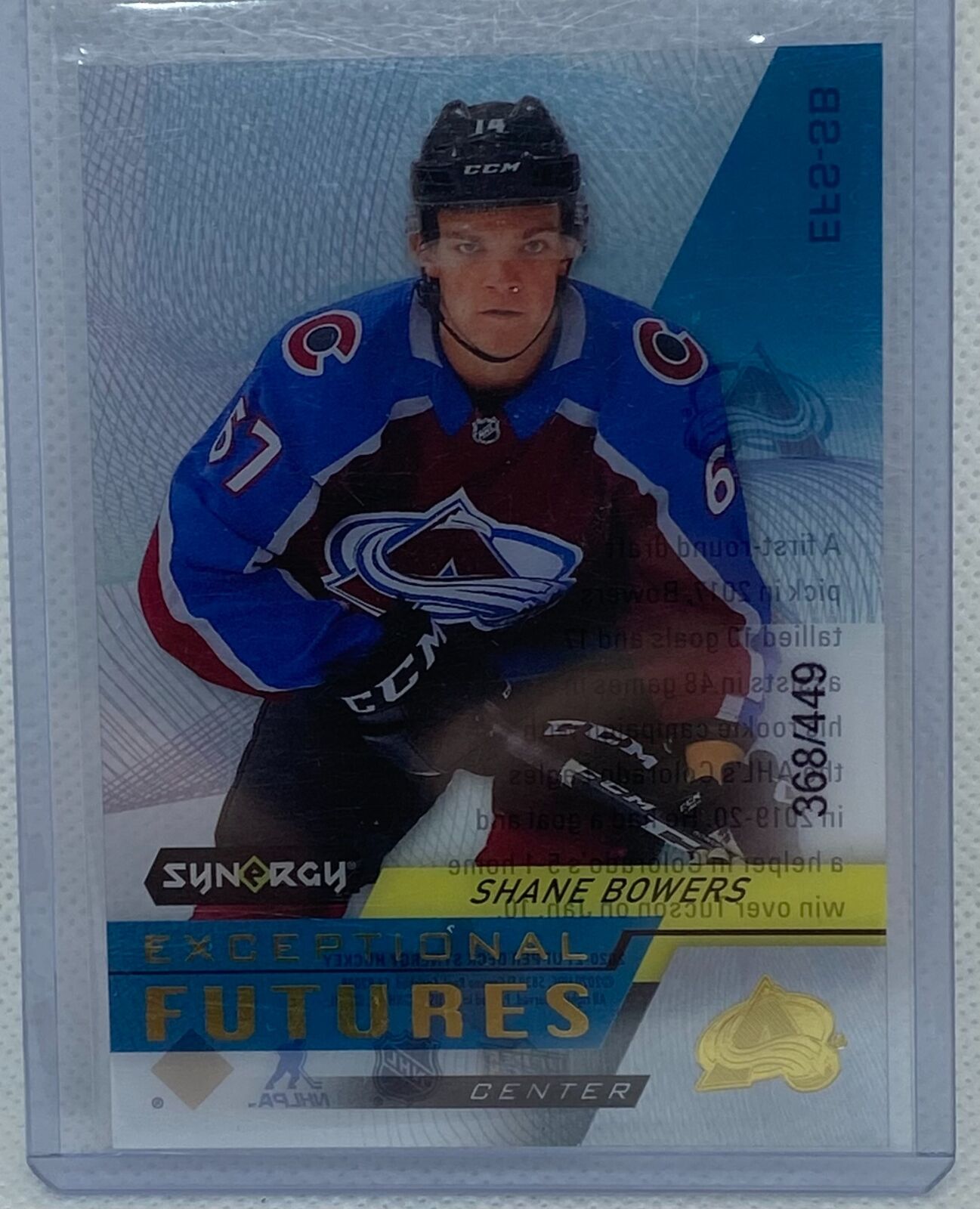 SHANE BOWERS 2020-21 UPPER DECK SYNERGY EXCEPTIONAL FUTURES RC #D 368/449