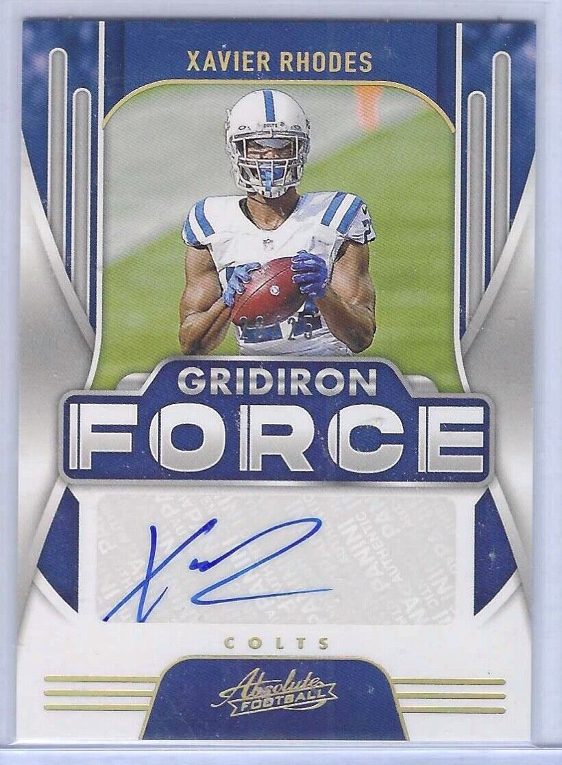XAVIER RHODES 2021 PANINI ABSOLUTE GRIDIRON FORCES AUTO #D 20/25