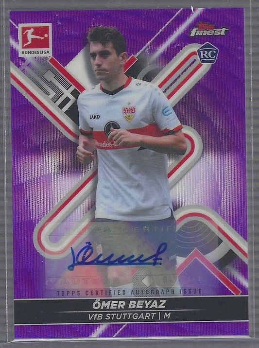 OMER BEYAZ 2021-22 TOPPS FINEST PURPLE WAVE REFRACTOR ROOKIE AUTO RC #D 76/80