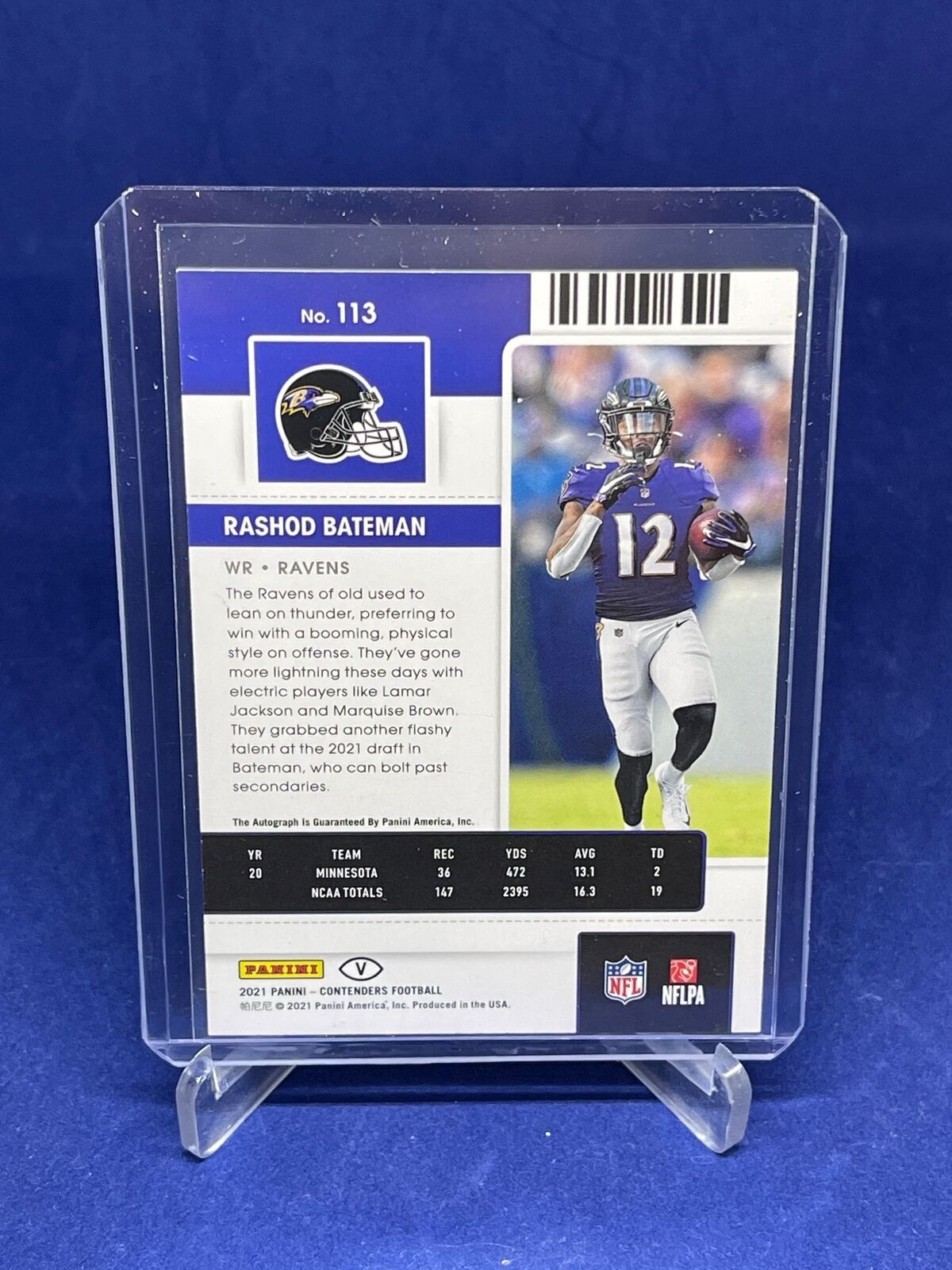 RASHOD BATEMAN 2021 PANINI CONTENDERS ROOKIE TICKET AUTO VARIATION SP RC #113