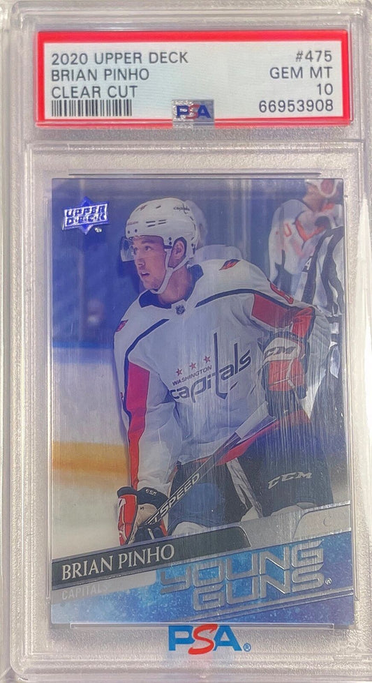 BRIAN PINHO 2020-21 UPPER DECK CLEAR CUT YOUNG GUNS RC #475 PSA 10 POP 1/1
