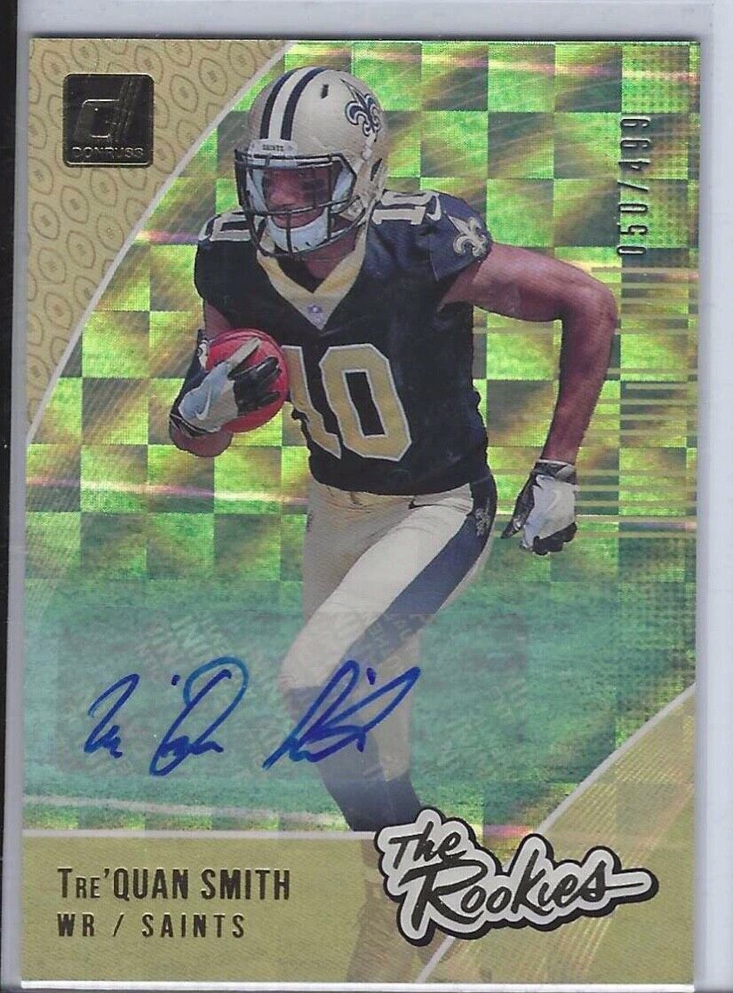TRE'QUAN SMITH 2018 PANINI DONRUSS THE ROOKIES AUTO RC #D 050/499