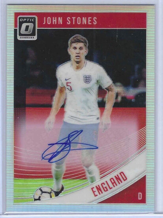 JOHN STONES 2018-19 PANINI DONRUSS OPTIC SILVER HOLO PRIZM ENGLAND AUTO #128