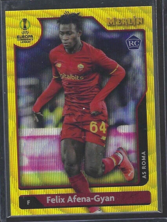FELIX AFENA-GYAN 2021-22 TOPPS MERLIN YELLOW WAVE REFRACTOR RC #D 079/225