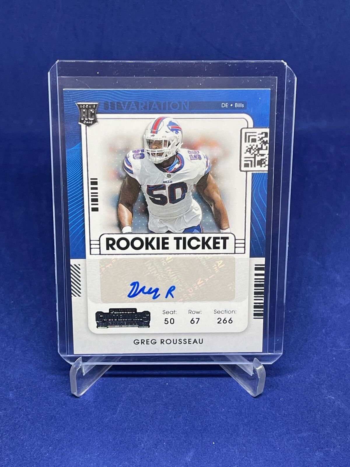 GREG ROUSSEAU 2021 PANINI CONTENDERS ROOKIE TICKET AUTO VARIATION RC #158