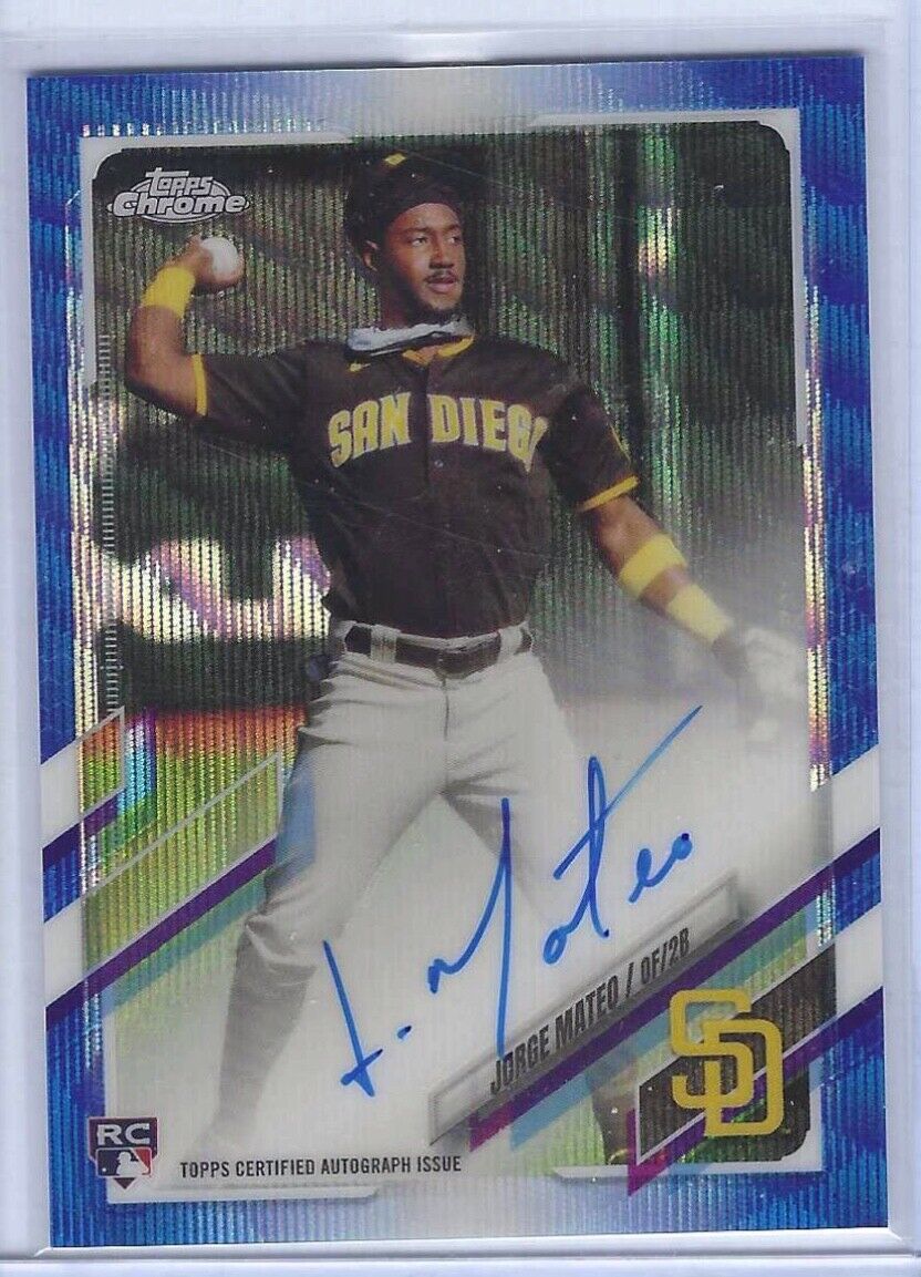 JORGE MATEO 2021 TOPPS CHROME BLUE WAVE REFRACTOR ROOKIE AUTO RC #D 050/150