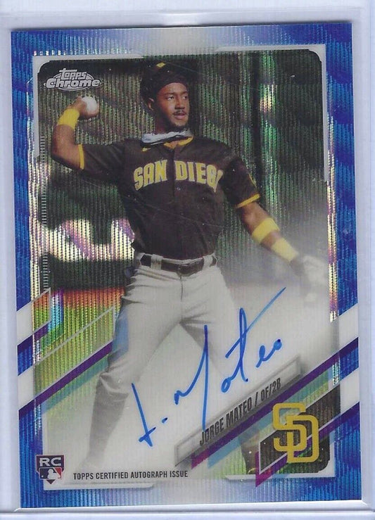 JORGE MATEO 2021 TOPPS CHROME BLUE WAVE REFRACTOR ROOKIE AUTO RC #D 050/150