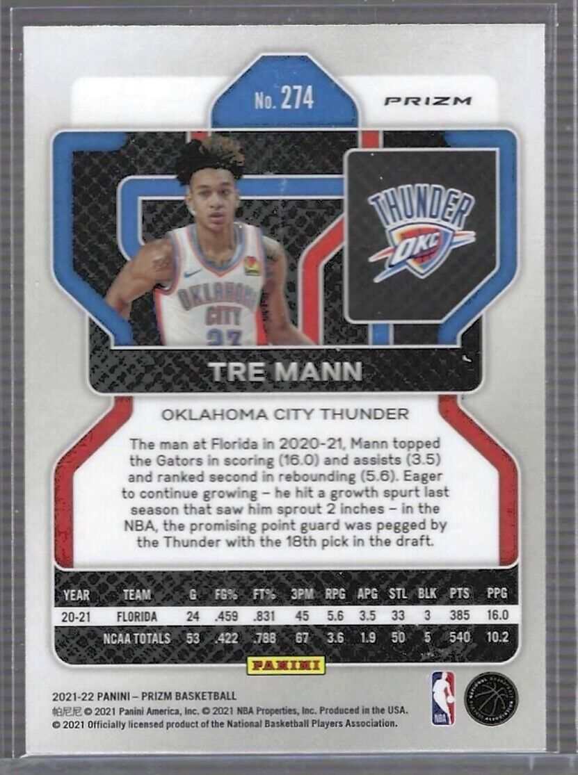 TRE MANN 2021-22 PANINI PRIZM RUBY RED WAVE PRIZM ROOKIE RC #274
