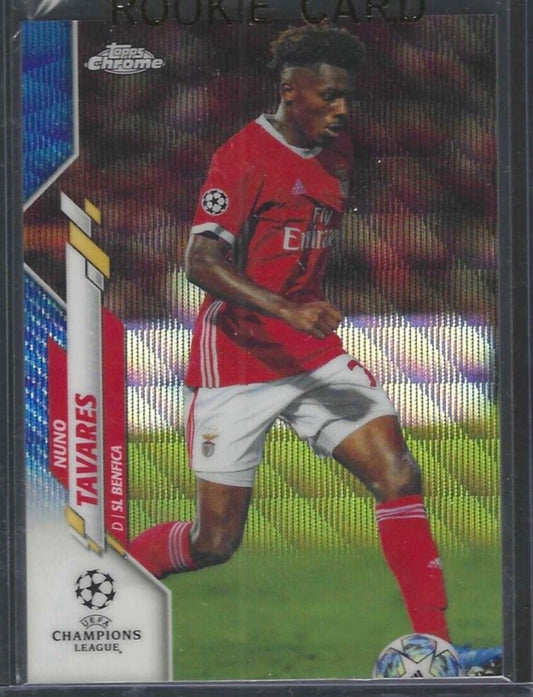 NUNO TAVARES 2019-20 TOPPS CHROME UEFA BLUE WAVE REFRACTOR RC #D 50/75