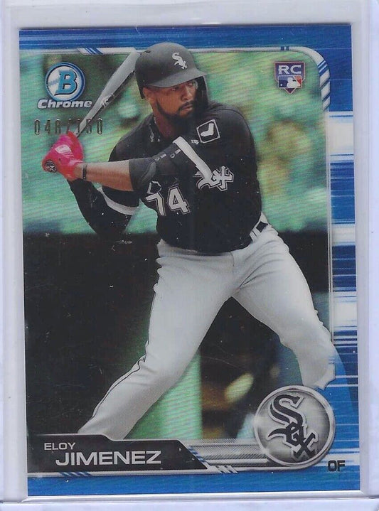 ELOY JIMENEZ 2019 BOWMAN CHROME BLUE REFRACTOR ROOKIE RC #D 048/150