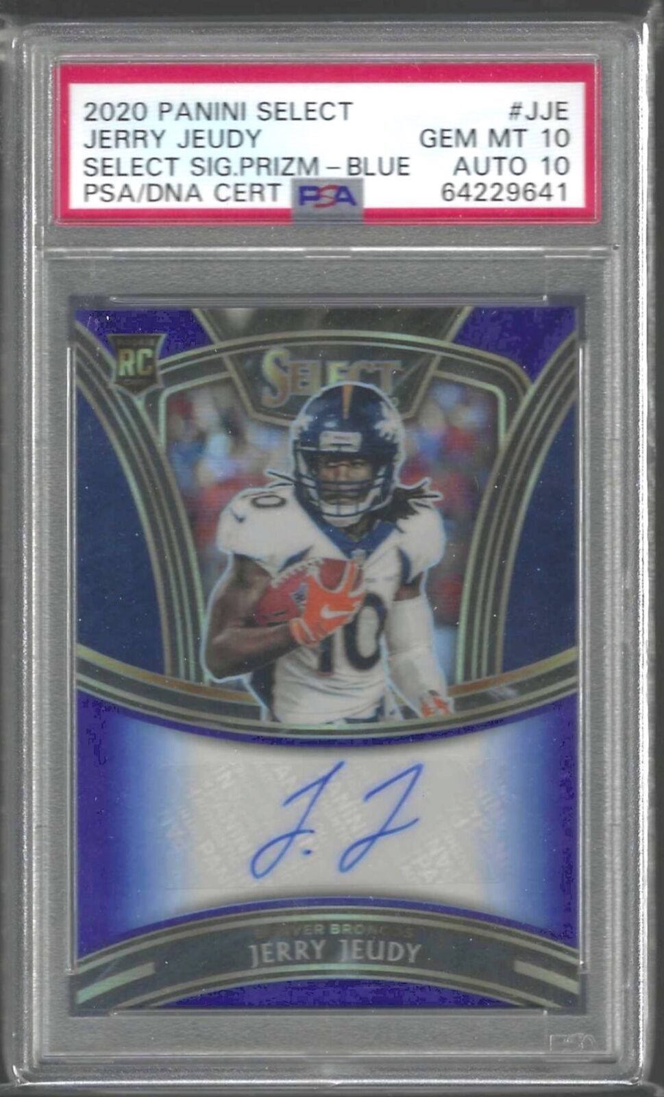 JERRY JUEDY 2020 PANINI SELECT BLUE PRIZM AUTO RC #D 41/50 PSA 10 GEM MINT POP 2