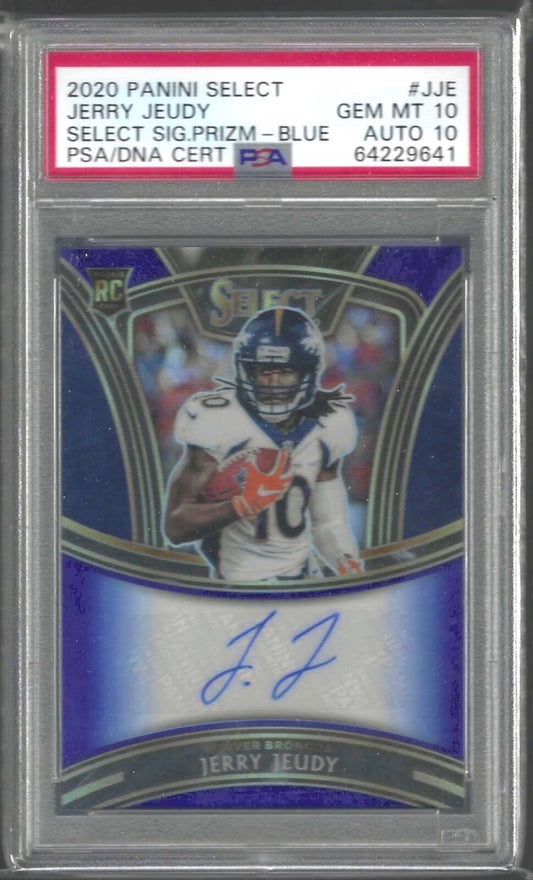 JERRY JUEDY 2020 PANINI SELECT BLUE PRIZM AUTO RC #D 41/50 PSA 10 GEM MINT POP 2