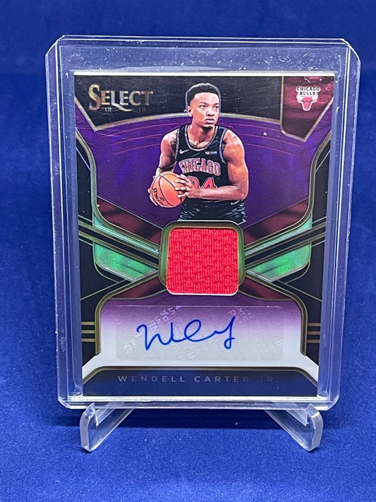 WENDELL CARTER JR 2018-19 PANINI SELECT PURPLE PRIZM JERSEY AUTO RC #D 42/99