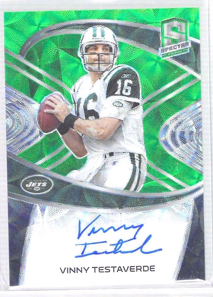 VINNY TESTAVERDE 2021 PANINI SPECTRA GREEN SCOPE PRIZM AUTO #D 03/25