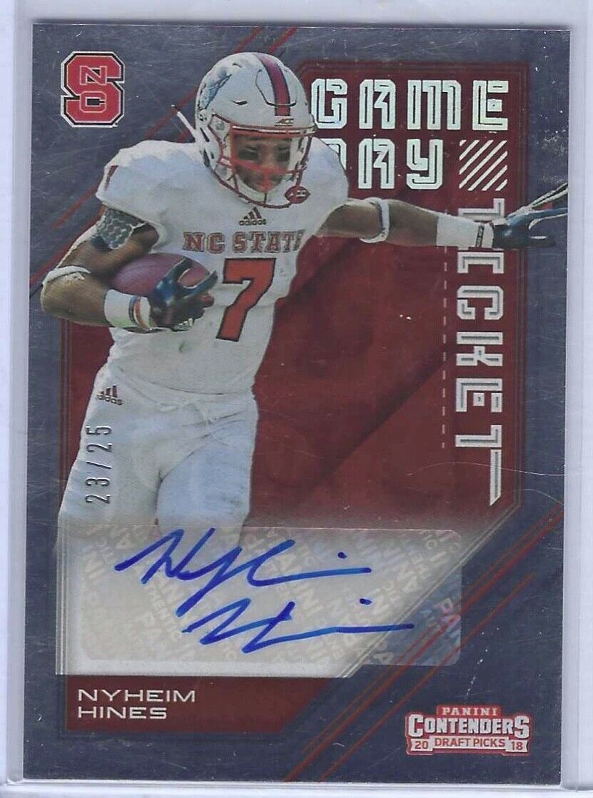 NYHEIM HINES 2018 PANINI CONTENDERS DRAFT PICKS GAMEDAY TICKET AUTO RC #D 23/25