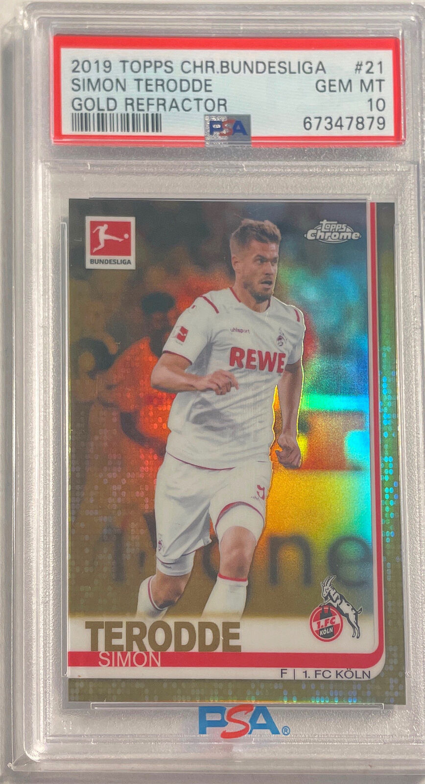 1/1 SIMON TERODDE 2019-20 TOPPS CHROME BUNDESLIGA GOLD REFRACTOR #D 9/50 PSA 10