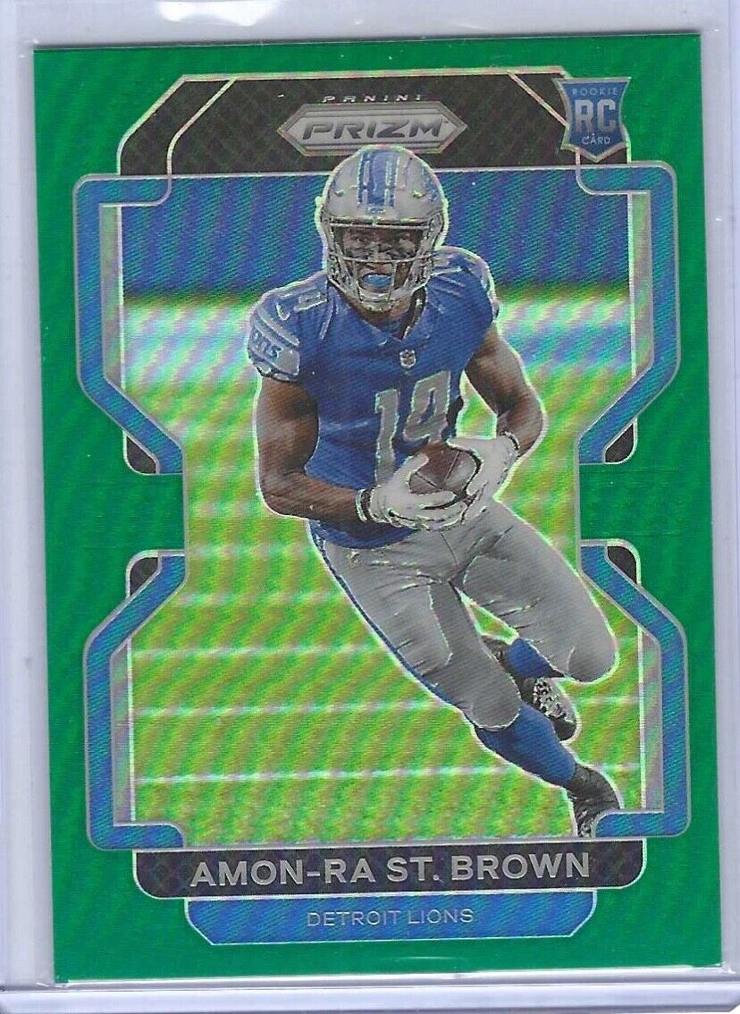 AMON-RA ST. BROWN 2021 PANINI PRIZM GREEN PRIZM ROOKIE RC #358
